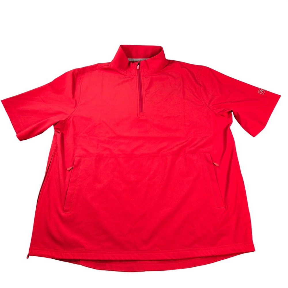 Richardson Mens Red Quarter Zip Short Sleeve Pullover Jacket Large LG Pockets